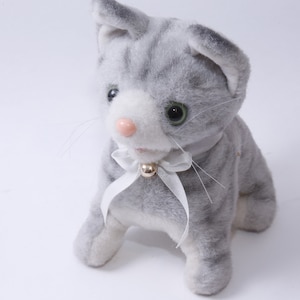子猫、猫、グレー、メカニカルストライプ、6インチ、ぬいぐるみ