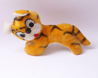 ヴィンテージ タイガー ぬいぐるみ オレンジと黒のストライプ 緑の目
