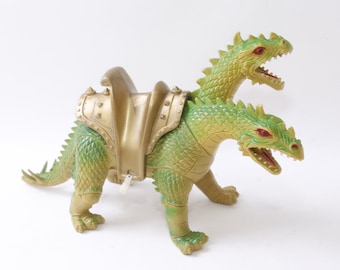 Imperial, Dragón, Verde, Dos Cabezas, Fantasía, Criatura, Figura de PVC, Silla Dorada, Juguete, Coleccionable, Vintage, ~221105-CA M-19-03