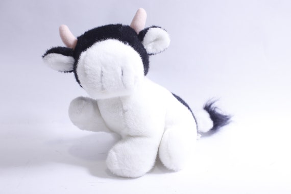 Cute Plush Cow or Bull, White Black, Soft Toy, Farm Animal