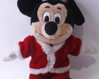 Mickey Mouse Santa, Plush, Disney, Christmas, Stuffed Animal, Vintage, Collectible, Holiday Decor, ~ 240903-WH 1126