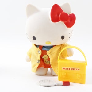 1980's Rare Poseable Hello Kitty Toy Yellow Bag Costume Yellow Cat