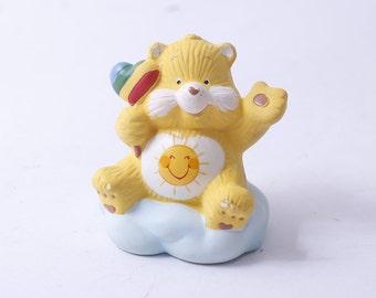 Care Bears, Funshine Bear sitting on the Cloud, Mini Figure, American Greetings, Fantasy Animal, Vintage, Collectible, ~ 240110-DIAF 784