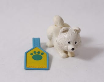 Japanese Dot Eye 1990s Kenner Littlest Pet Shop White Scottish Terrier Puppy Vintage Toy ~ 260413-WH 1073