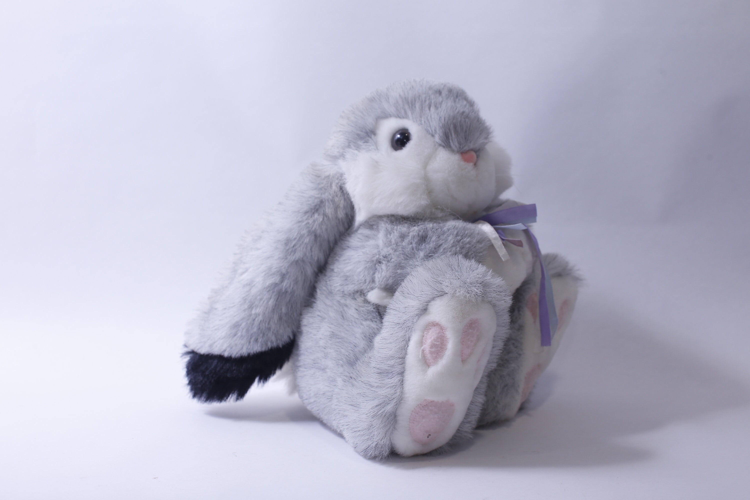 Chrisha, Playful Plush, Gray Rabbit With Large Feet and Ears