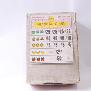 Craft Fun 1960s Nevada Club Slot Machine Lottery, Board Game, Lottery Tickets with Brown Covers, Party, Fun, Collectible, ~ 241016-WH 1314