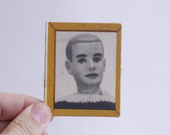 Little Portrait of Ken, Barbie's Boyfriend, Cardboard, 1960s, Black & White, Barbie Dream House, Accessory, Toy History, ~ WH-012 204