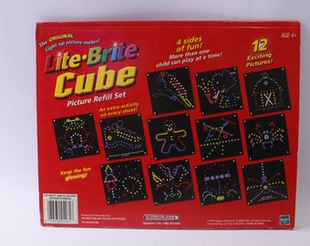 Lite-Brite Cube, Picture Refill Set, 12 Exciting Pictures, 2002, Hasbro, Activity, Fun, ~ 240327-WH 885