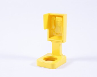 Fisher-Price, Little People, Toy, Call Box, Phone Booth Yellow Stand, Playcase Part, Children, Vintage, Collection ~ 20-02-72