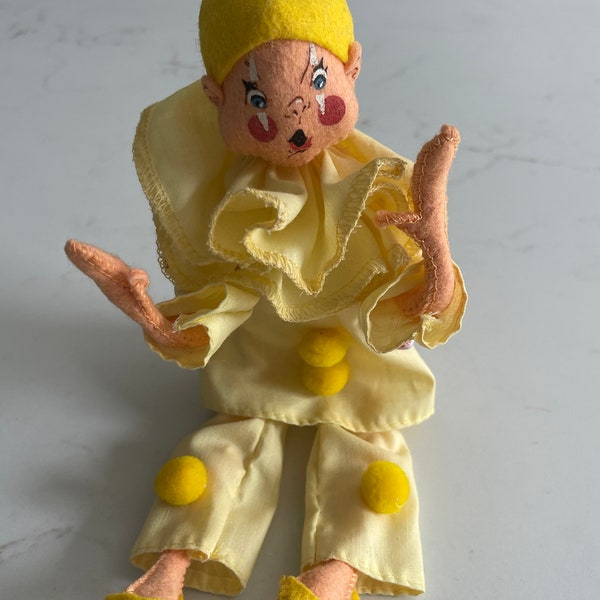 Vintage Annalee Dolls, Cute Little Knee Hugger Clown, Jester, 1990, Holiday Decor, 1989 230821-47233 536