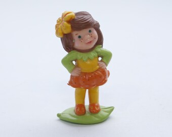 Avon, Little Blossom, PVC Figure, 2 1/2&quot;, Little Doll, Girl, Standing on a Leaf, Painted, Miniature, Vintage, ~ 230204-AHL 1172 1167