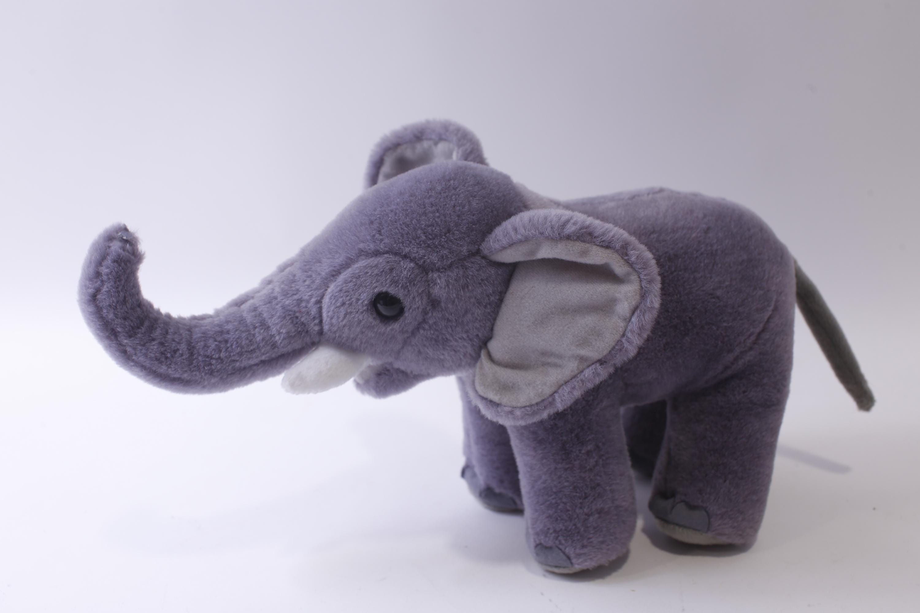 Cute Gray Elephant Plush, 1990s Wild Nature, Stuffed Animal
