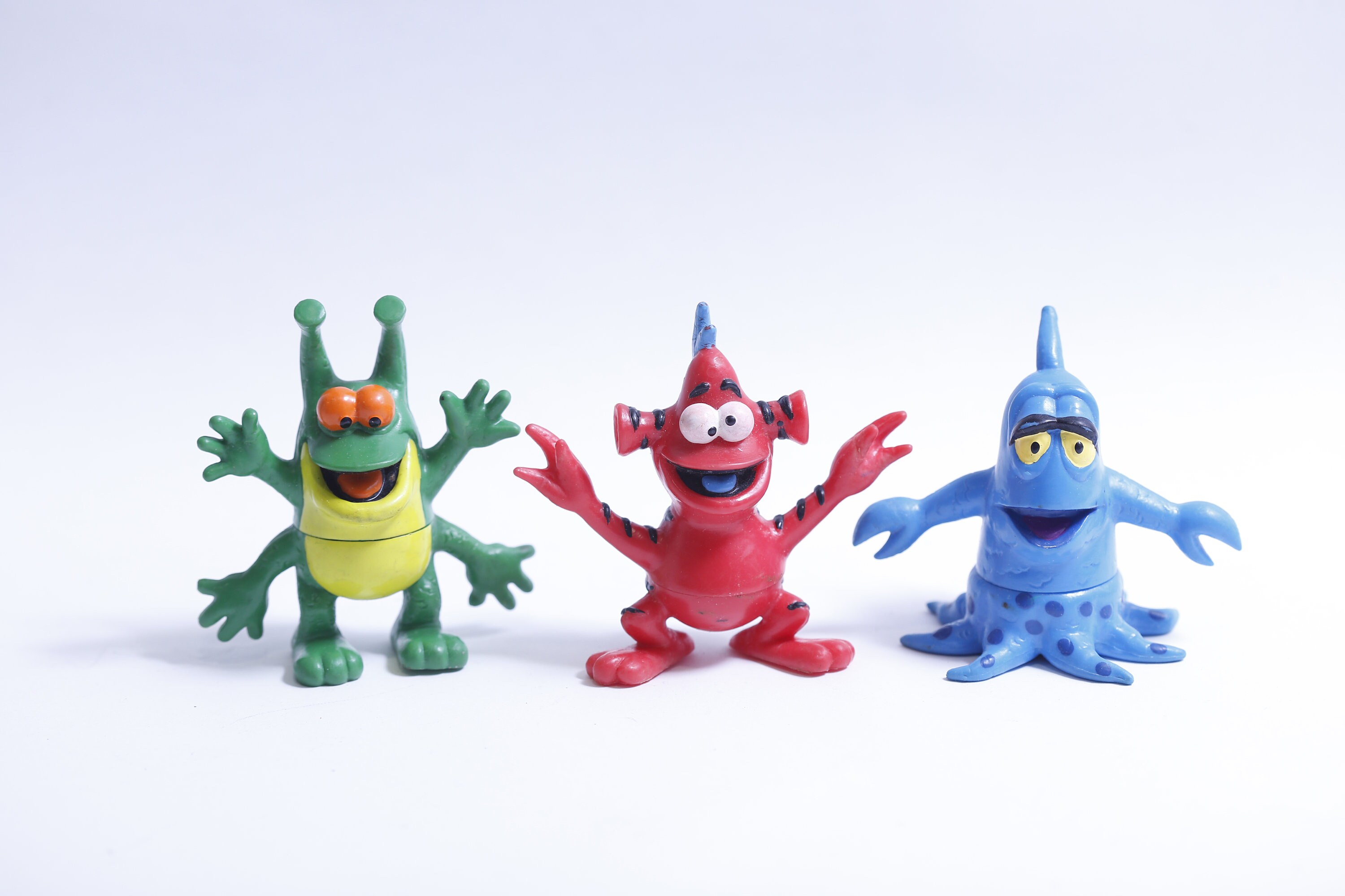 Wendy's, Alien Mix-up, Set of Three Figures, Green Red and Blue