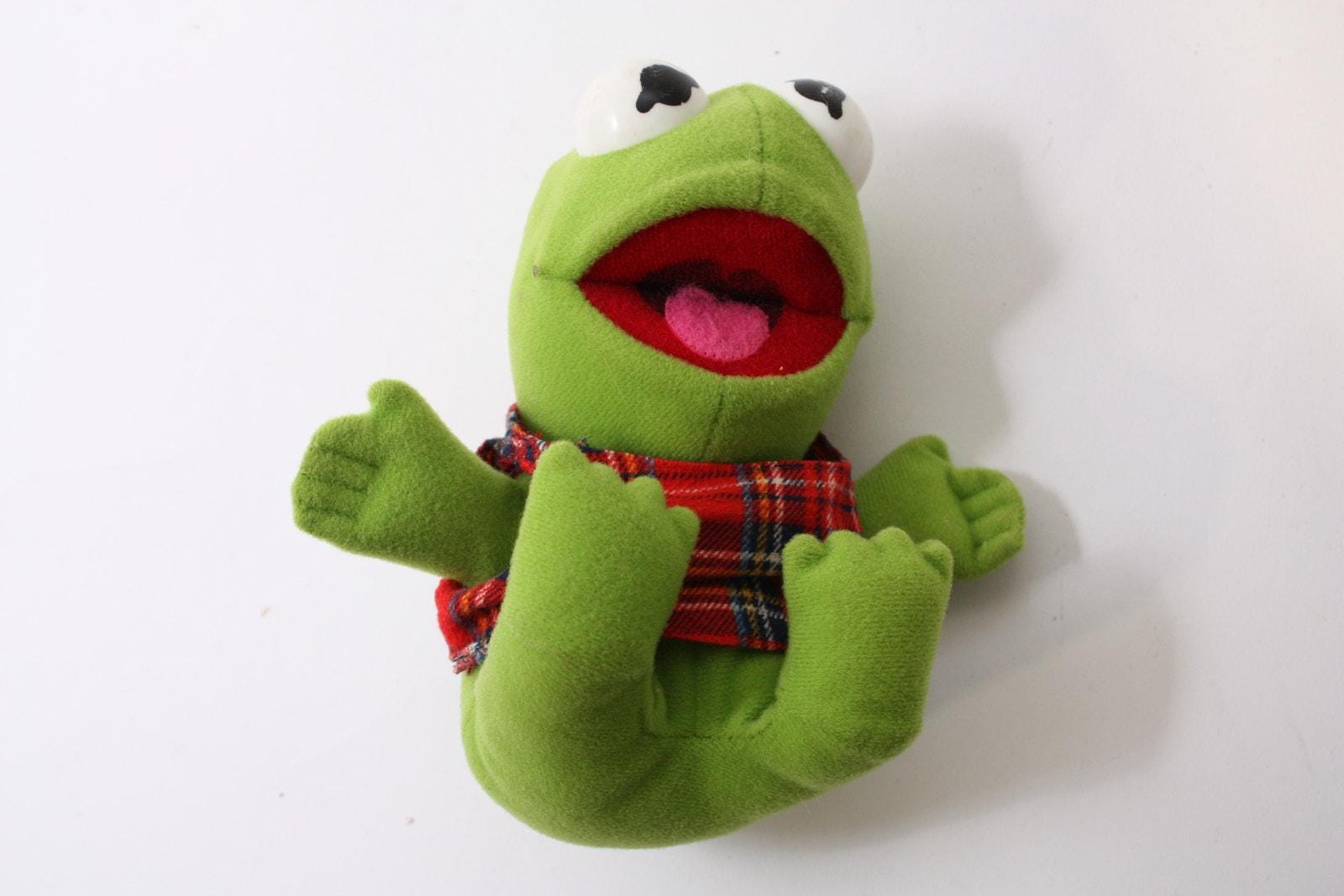 Sesame Street, Baby Kermit, Plush, Frog, Vintage, Stuffed