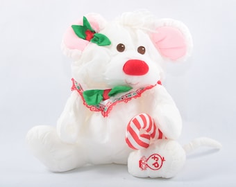 Fisher Price 1987 Puffalump Puffalumps Christmas Mouse 8036 FP White Candy Cane 