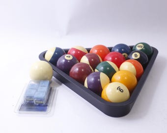 Pool Balls Set with Triangle Ball Rack, Mizerak Cue Chalks, Standard, Recreation, Billiards, Game, ~ 240906-WH 1166
