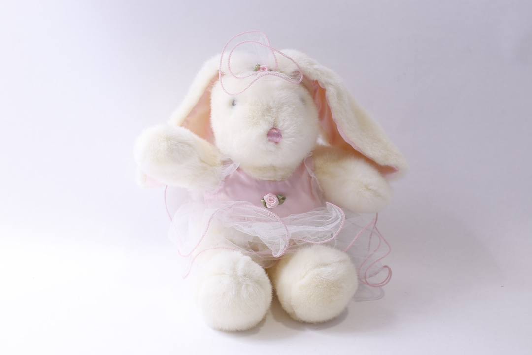Playful Pals, White Plush Bunny in Pink Ballerina Dress, Soft Toy ...