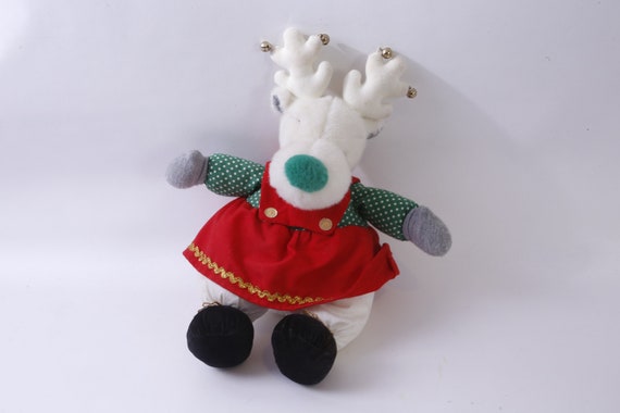 White Reindeer Red Dress Christmas 12 Plush Soft - Etsy White Reindeer Red Dress Christmas 12 Plush Soft - Etsy