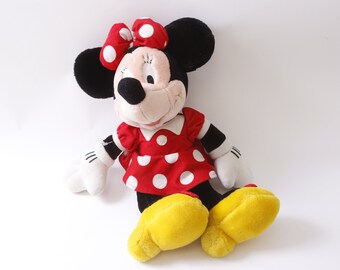 XL Huge Disney, Minnie Mouse, 17", Plush, Soft, Toy, Red Dress, Polka Dot, Bow, Disneyland, Vintage Plush, Stuffed Animal, ~M-17-05 H-2