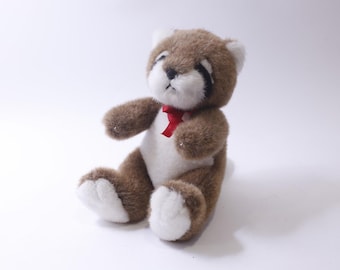 Raccoon, Small Plush, Brown White, Vintage, Stuffed Animal, Soft Toy, ~ 250516-WH 253