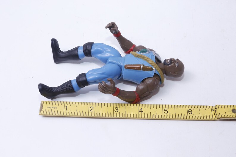 Jakks Pacific, 1997, Titan Sports, Figura de acción, Hombre negro, Traje azul, Cuerda, Cuchillo, Figura, Juguete, Vintage, Coleccionable, ~ 20-01-1122 imagen 3