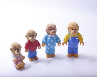 Berenstain Bears Family, Flocked Toy Figures, Set of Four, 1986, McDonald's, Happy Meal Toys, Vintage, Collectible, ~ 240110-DIAF 784