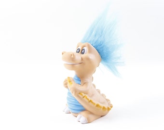 Vintage, Tyrano, Dragon, Troll, Blue Hair, Plastic, Toy, Figure, Animal, Children, Vintage Toys, ~ 230720-SM 306