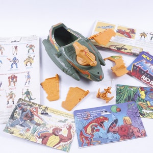 Mattel, Masters Of The Universe, Wind Raider, Spielzeug-Set, Grünes Fahrzeug, Karten-Set, Vintage, Sammlung, Verschiedenes FLAWS ~ 20-01-450 BB