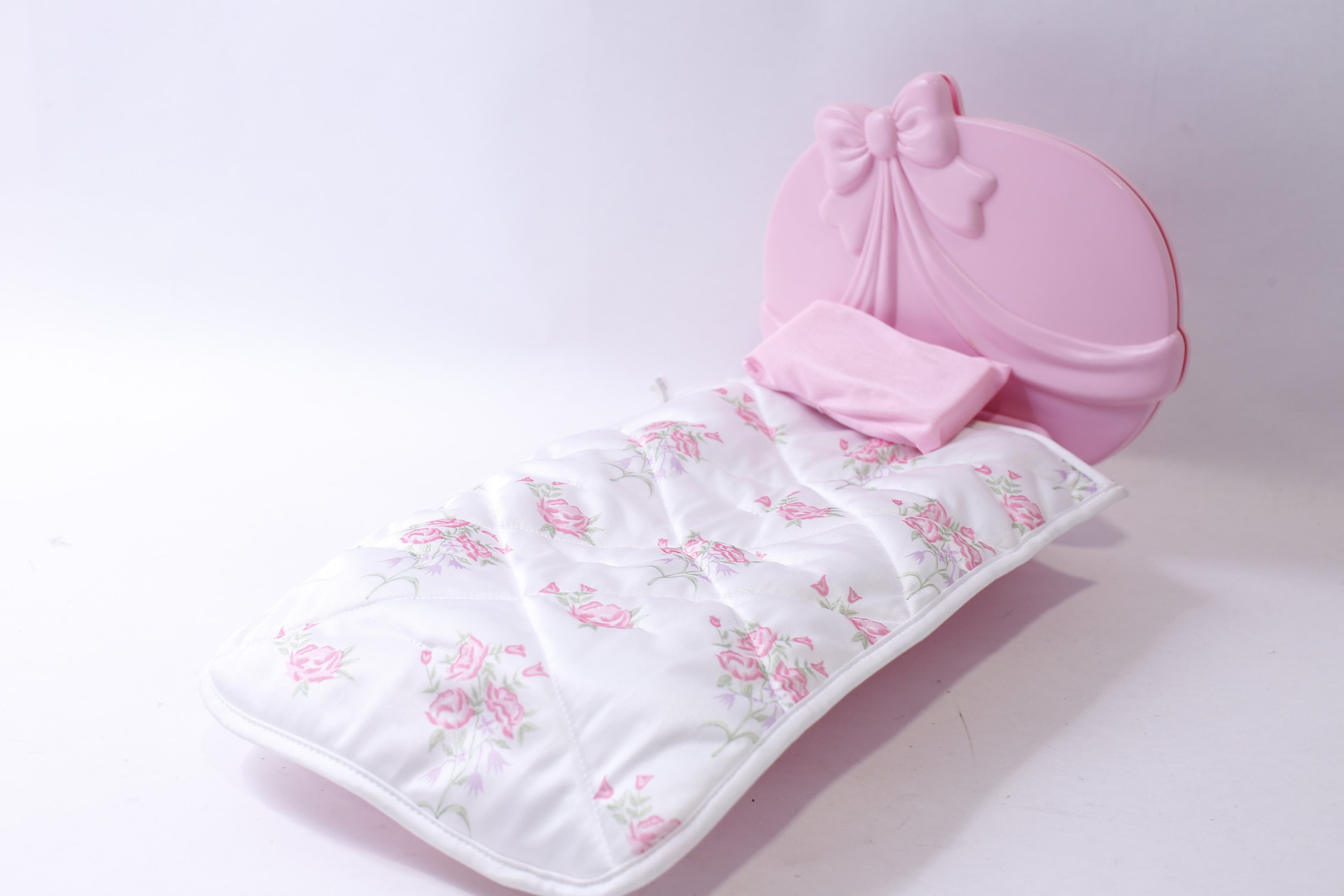 PinkZebra Set di 3 biancheria da letto per bambole per lettino, parure per lettino da bambola 3 pezzi, coperta + cuscino + materasso, in cotone per