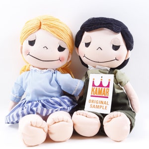 Kamar, Rare, Prototype, Sample, OOAK, hand made, Love Is, Couple, 1983, Girl, Boy, Soft, Plush, Doll, Toy, Vintage, ~ 20-01-785