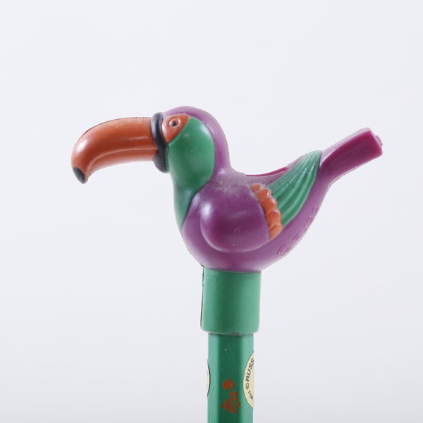 Whistle Purple Bird Toucan Green Pencil Pencil Topper School Design Children Vintage Toys Vintage ~ 20-01-121