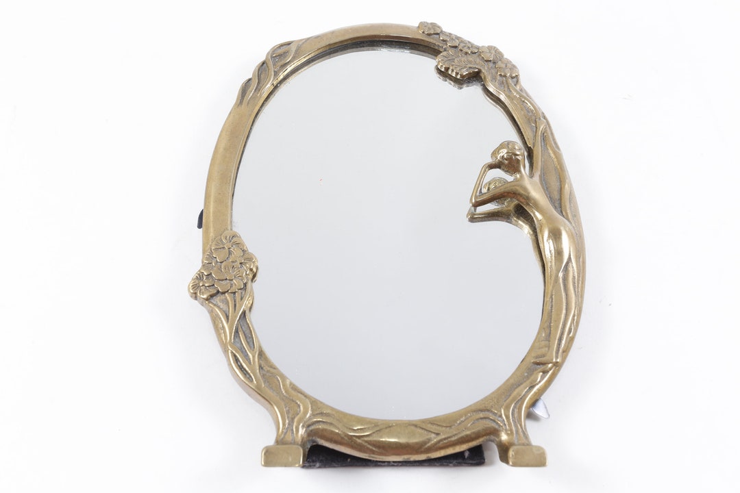 Mirror Figure Mirror Oval Frame Flowers Woman Figure Table Mirror Photo Prop Home ...