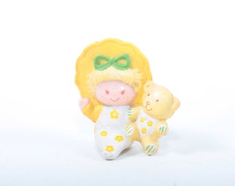 Strawberry Shortcake, Deluxe Miniature,  Butter Cookie,  With Jelly Bear, Pet, Vintage Yellow Doll Miniature PVC Plastic Figure Deluxe  ~ 01