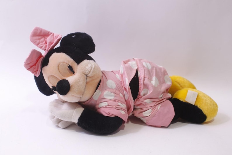 Disney Minnie Mouse Sleeping Plush 1970s 1980s Polkadot Pajamas Stuffed Animal Medium Plush, 251103-WH 1387 image 1
