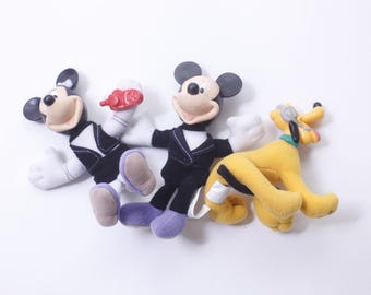 House Of Mouse, Disney, Set Of Three, Mini, Mikey, Pluto, 1990S 90s Vintage, Keychain, Plastic, Key Ring, Collectible, 250416-WH 196