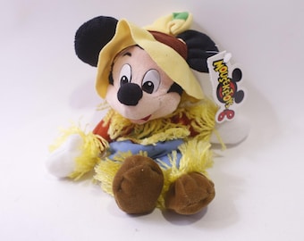 Disney, MousekeToys, Scarecrow Mickey, Bean Bag, Small Plush, Stuffed Animal, Collectible, ~ 251120-WH 1400