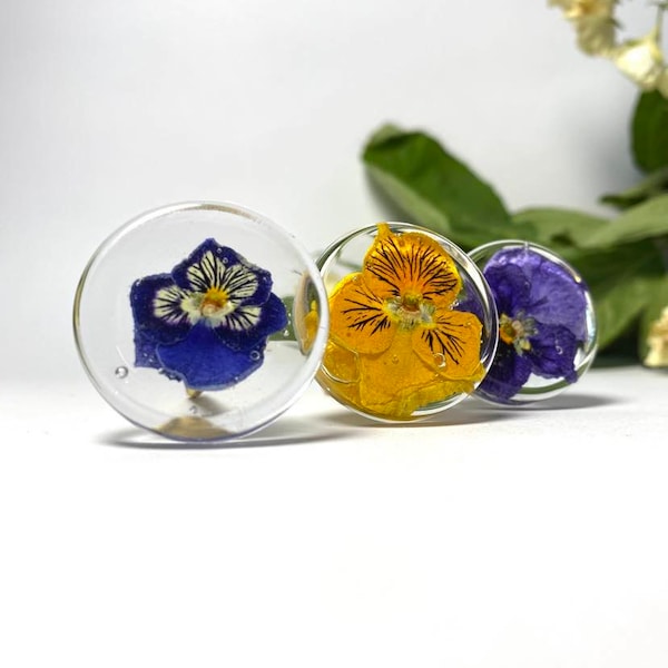 Boutons de meuble fleurs séchées, poignées de meuble résine accessoires meubles, bouton unique