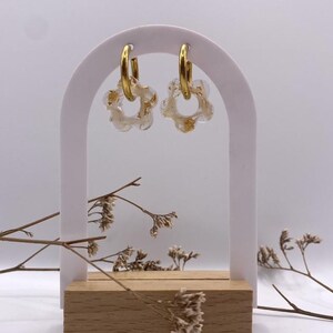 Interchangeable earrings, real flowers, hoops, stainless steel