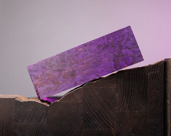 Karelian Birch Stabilized Wood Block In Purple, Stabilized Wood Block For Knife Handles And DIY Crafts