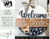 Golden Doodle Door Hanger SVG Laser File | Digital Download | Round door hanger SVG | Glowforge Laser File | Cricut | Welcome hope you like