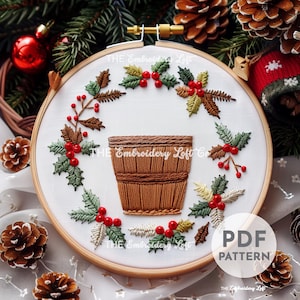 Maids Milking Hand Embroidery Pattern, Twelve Days of Christmas, Pail of Milk, Christmas Embroidery Pattern, Hand Embroidery PDF