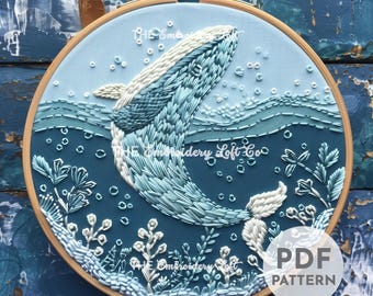 クジラの刺繍パターン：海の子供部屋の装飾（PDFパターン） - Etsy 日本