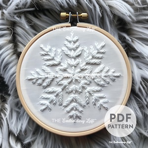 White Snowflake Hand Embroidery Pattern, Christmas Embroidery Pattern, Snowflake Design, Winter, Frosty Pattern, Hand Embroidery Pattern PDF