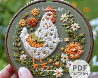 鶏の刺繍パターン 即時ダウンロード | 鶏の手刺繍パターン - Etsy 日本