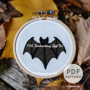 Halloween Bat Hand Embroidery Pattern, Halloween Embroidery Pattern, Bats Embroidery Pattern, Hand Embroidery Pattern PDF, Beginner