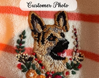 ジャーマンシェパードの手刺繍パターン、シェパードドッグ、犬の刺繍