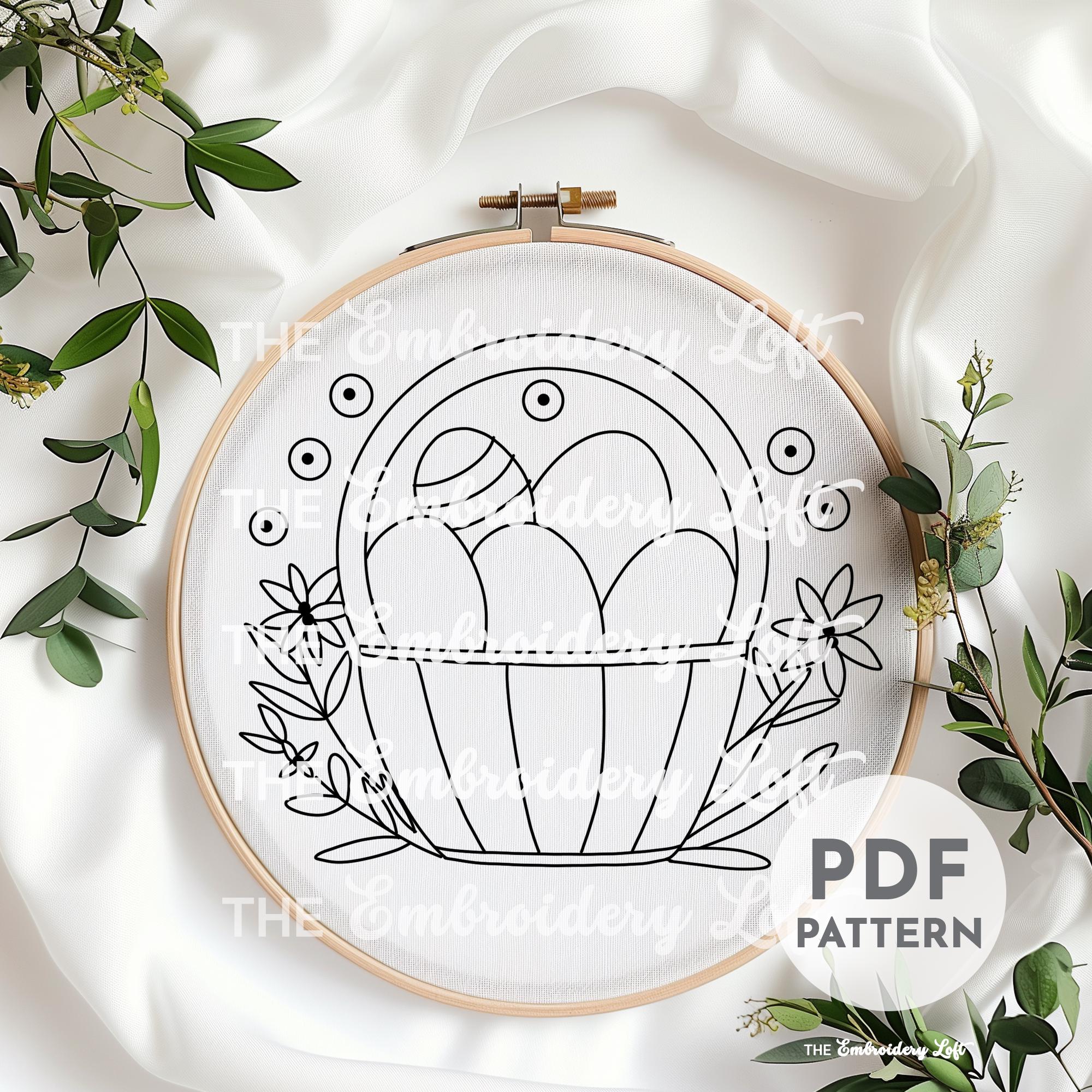 Easter Egg Basket Hand Embroidery Pattern, Floral Easter Eggs, Easter ...