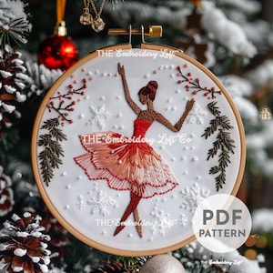 Ballerina Hand Embroidery Pattern, Twelve Days of Christmas, Christmas Ballerina, Nutcracker, Christmas Pattern, Hand Embroidery Pattern PDF