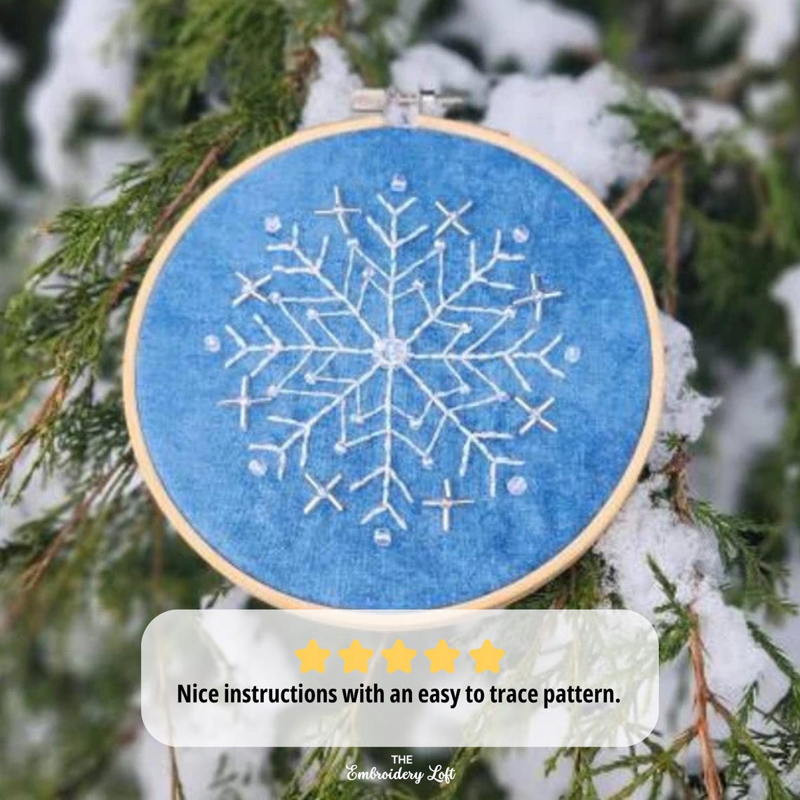 Blue Snowflake Hand Embroidery Pattern, Christmas Embroidery Pattern ...
