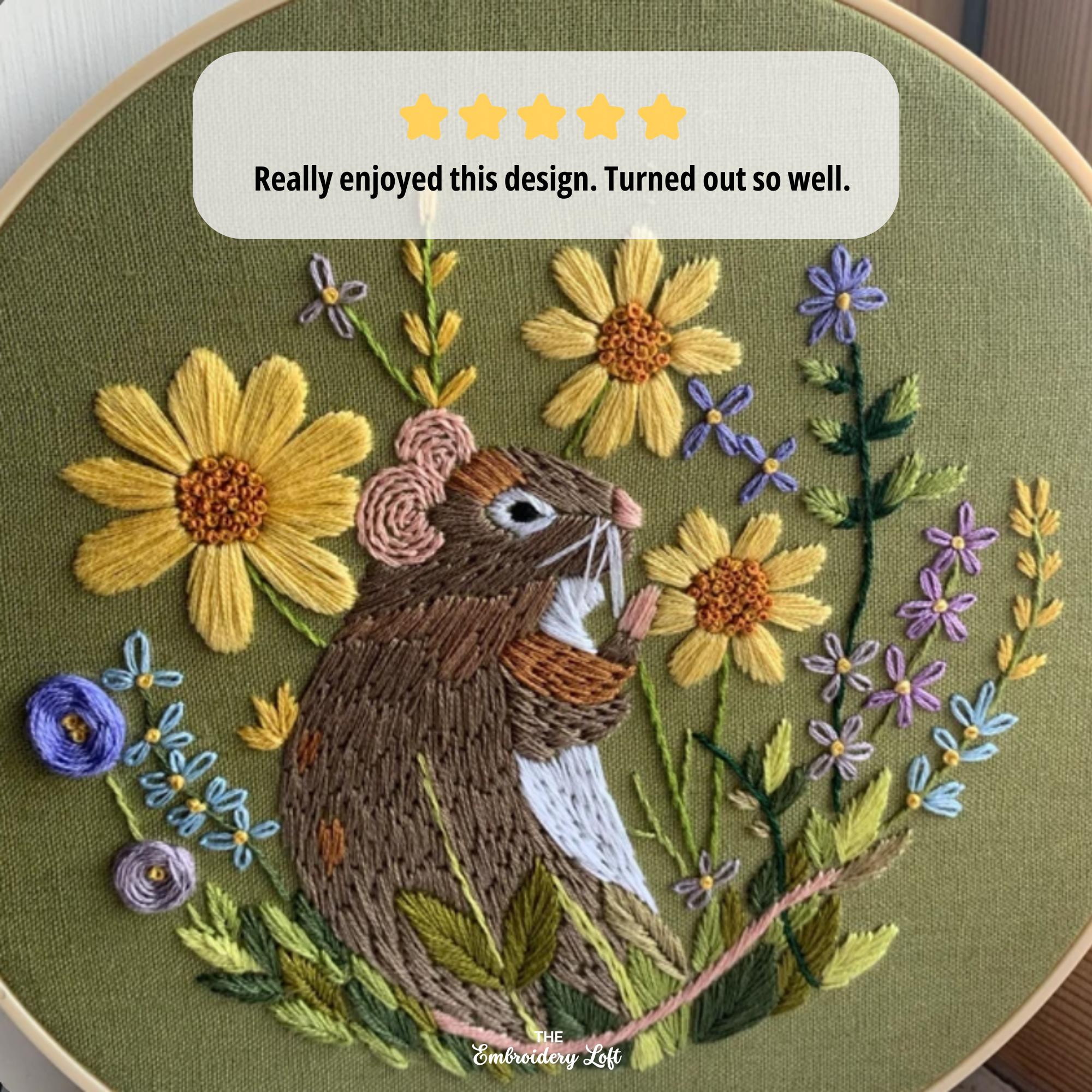 Garden Mouse Hand Embroidery Pattern, Mouse Pattern, Cute Mouse Pattern ...